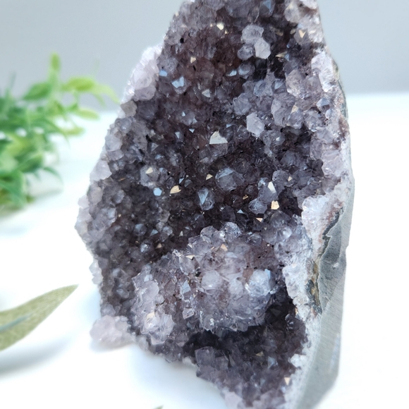 Violet amethyst cut base with cluster druzy - crystals gemstone rock - Picture 11 of 13